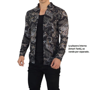 Camisa John Leopard Resort Manga Larga Paisley Slim Fit