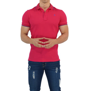 Playera Polo Fucsia Mangas Fucsia Logo Rey