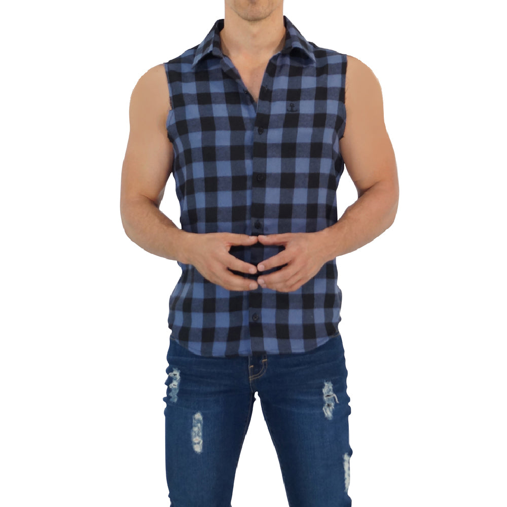 Flannel Cutoff Shirt Navy