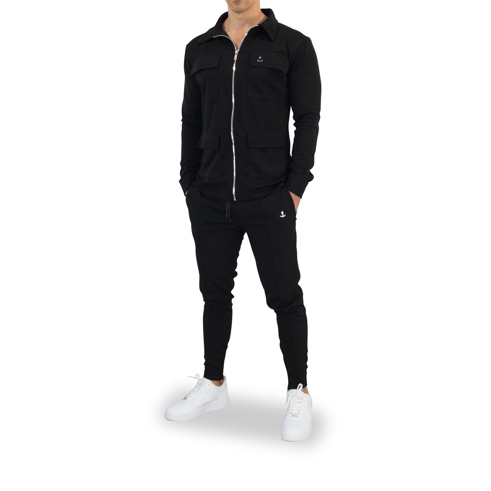 Casual Utility Tracksuit Black