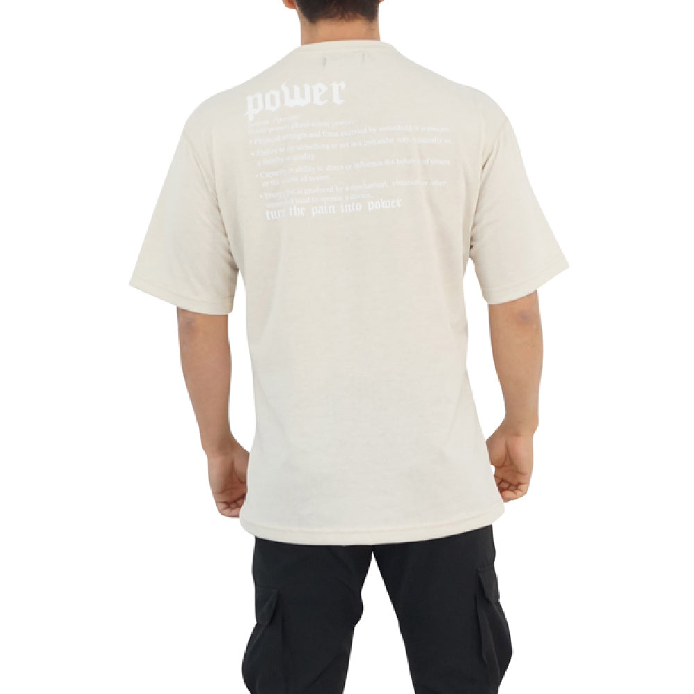 Oversized Sand Logo Turn The Pain White T-Shirt
