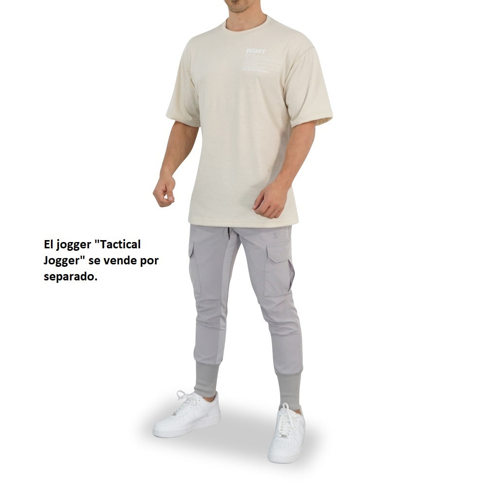 Playera Oversized Sand Logo Turn The Pain White