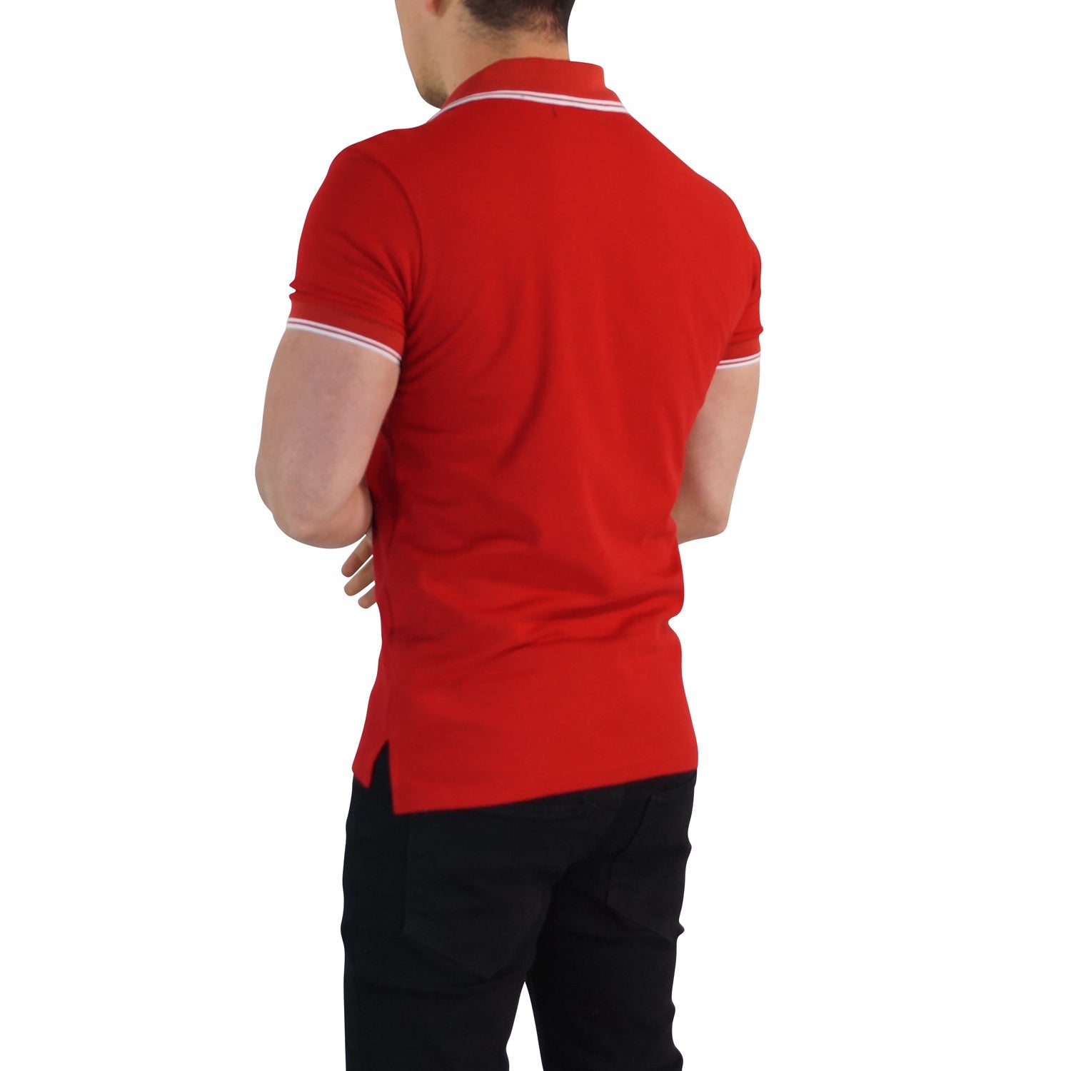 Red Polo Shirt Red Sleeves Signature Logo