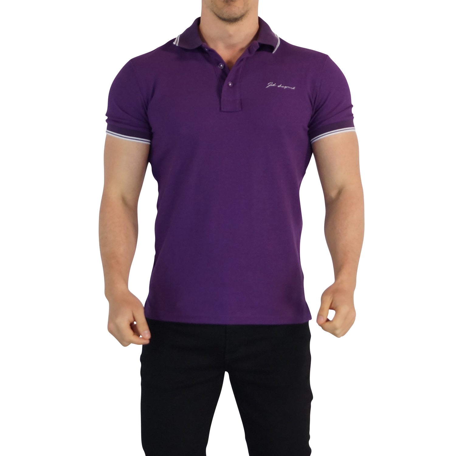 Polo John Leopard Morado Mangas Morado Signature Logo