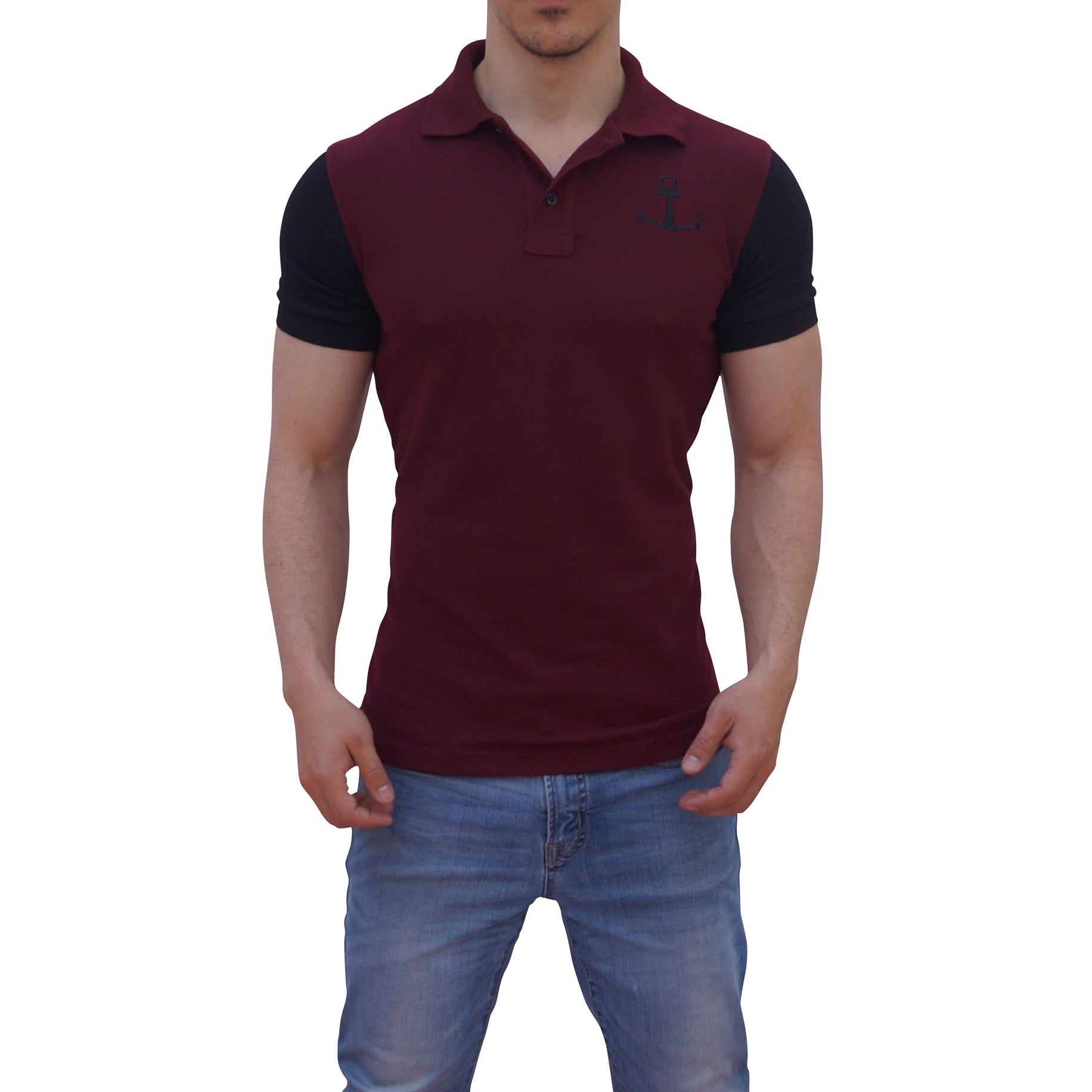 Wine Polo Black Sleeves Black Logo