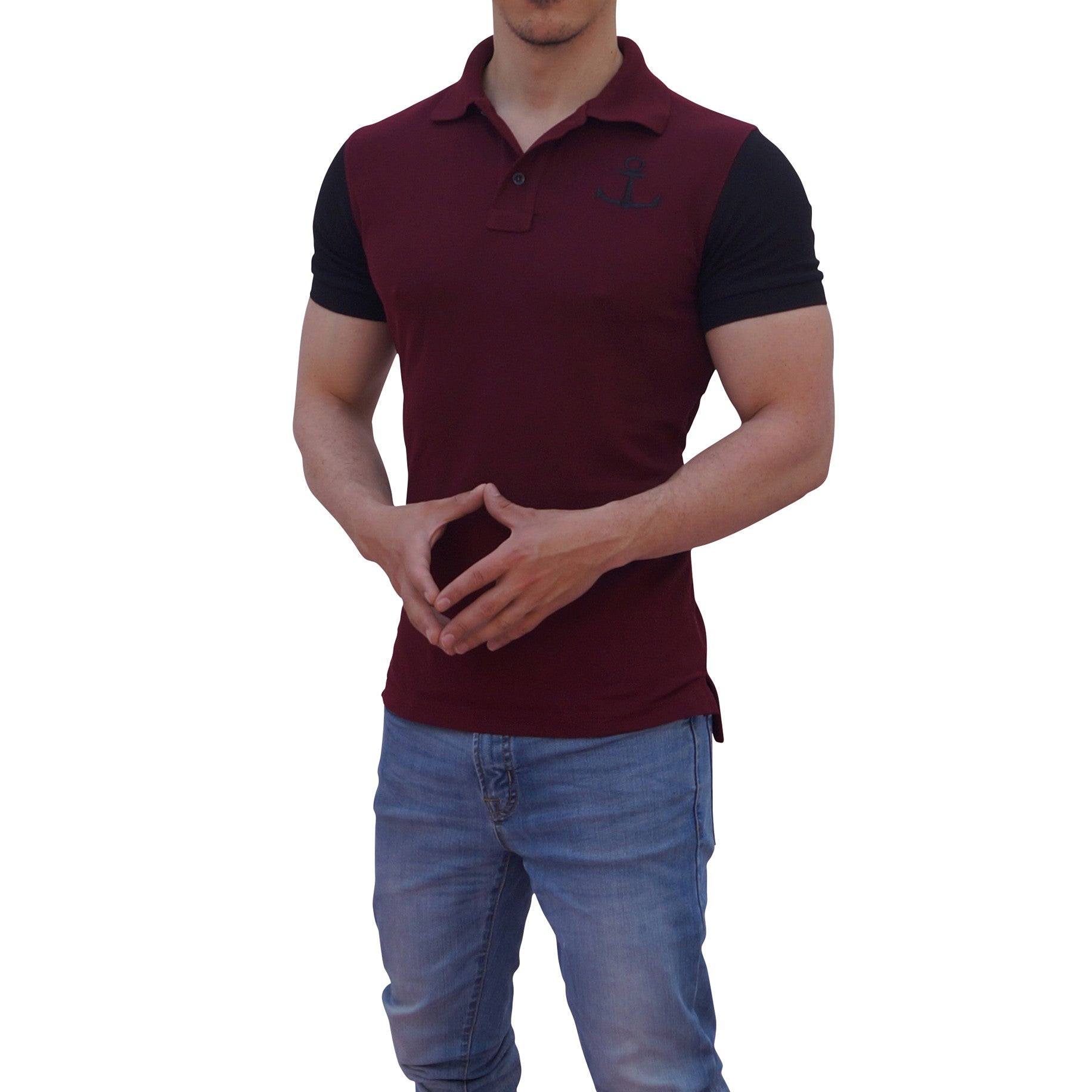 Wine Polo Black Sleeves Black Logo