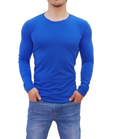Royal Blue Round Neck Long Sleeve T-shirt