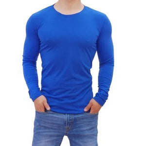 Royal Blue Round Neck Long Sleeve T-shirt
